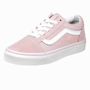 Vans Girl’s Old Skool Pink & White Suede Leather Skate Shoes Sneakers Size 10.5